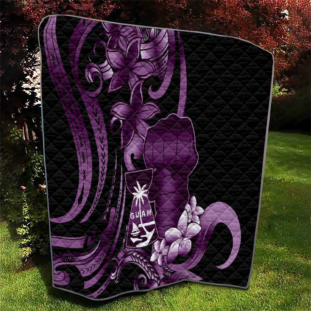 Purple Hafa Adai Guam Quilt Chamorro Latte Stone Hand With Plumeria