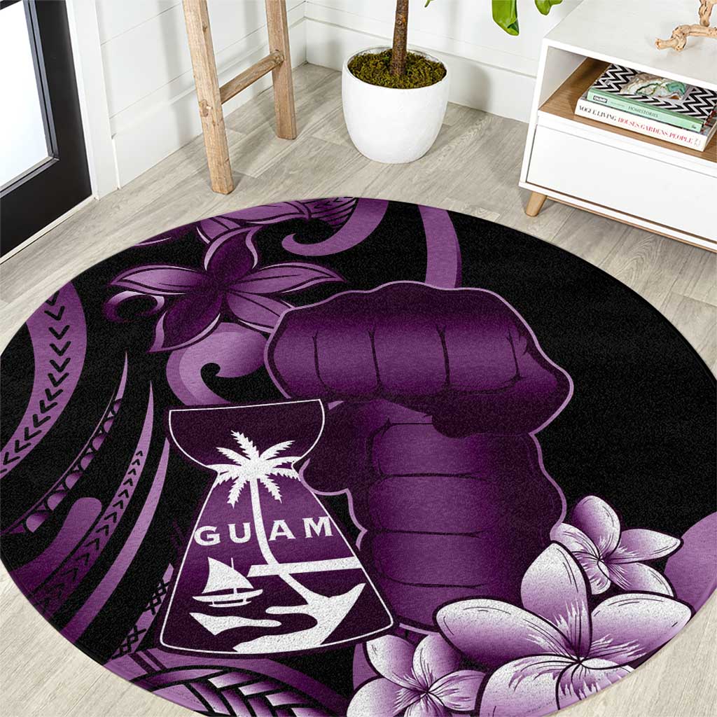 Purple Hafa Adai Guam Round Carpet Chamorro Latte Stone Hand With Plumeria