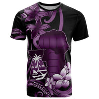 Purple Hafa Adai Guam T Shirt Chamorro Latte Stone Hand With Plumeria