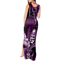 Purple Hafa Adai Guam Tank Maxi Dress Chamorro Latte Stone Hand With Plumeria