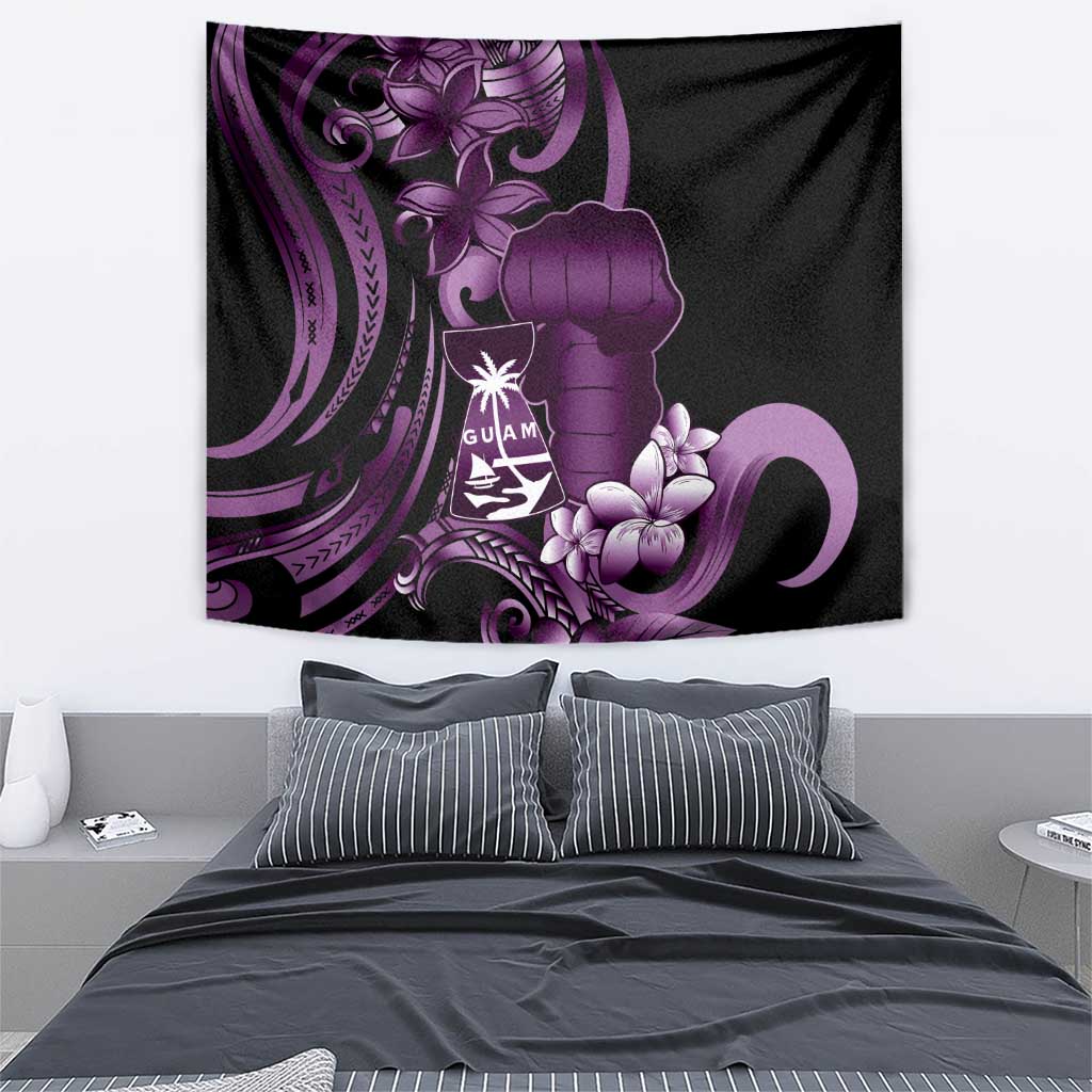 Purple Hafa Adai Guam Tapestry Chamorro Latte Stone Hand With Plumeria