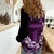 Purple Hafa Adai Guam Women Casual Shirt Chamorro Latte Stone Hand With Plumeria