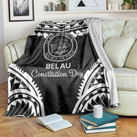 Palau Constitution Day Blanket Belau Seal With Polynesian Pattern - Black LT14 Black - Polynesian Pride