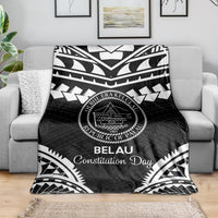 Palau Constitution Day Blanket Belau Seal With Polynesian Pattern - Black LT14 - Polynesian Pride