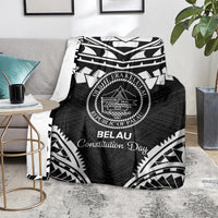 Palau Constitution Day Blanket Belau Seal With Polynesian Pattern - Black LT14 - Polynesian Pride