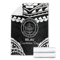Palau Constitution Day Blanket Belau Seal With Polynesian Pattern - Black LT14 - Polynesian Pride