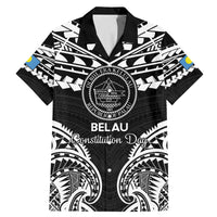 Palau Constitution Day Family Matching Mermaid Dress and Hawaiian Shirt Belau Seal With Polynesian Pattern - Black LT14 Dad's Shirt - Short Sleeve Black - Polynesian Pride