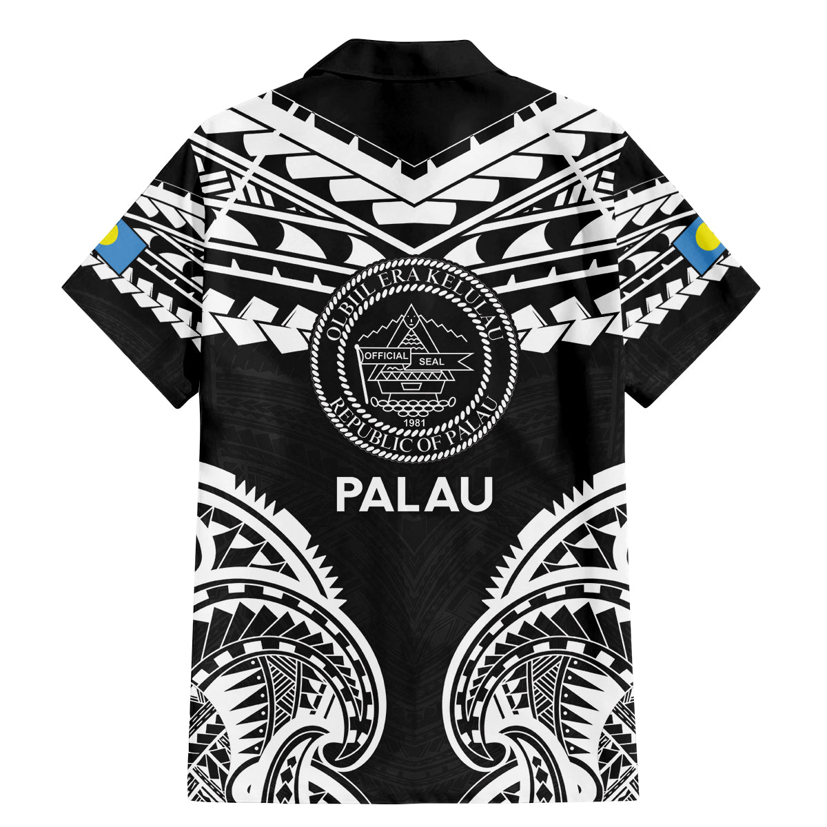 Palau Constitution Day Family Matching Mermaid Dress and Hawaiian Shirt Belau Seal With Polynesian Pattern - Black LT14 - Polynesian Pride