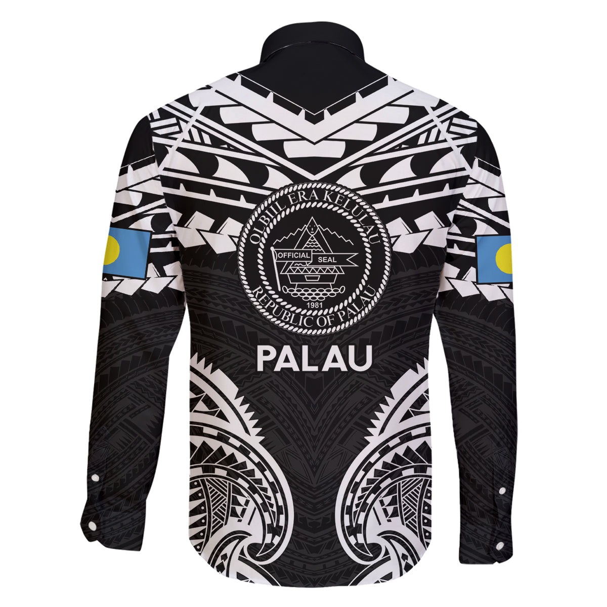 Palau Constitution Day Family Matching Mermaid Dress and Hawaiian Shirt Belau Seal With Polynesian Pattern - Black LT14 - Polynesian Pride