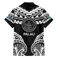 Palau Constitution Day Family Matching Summer Maxi Dress and Hawaiian Shirt Belau Seal With Polynesian Pattern - Black LT14 - Polynesian Pride