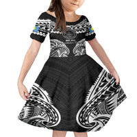 Palau Constitution Day Family Matching Tank Maxi Dress and Hawaiian Shirt Belau Seal With Polynesian Pattern - Black LT14 Daughter's Dress Black - Polynesian Pride