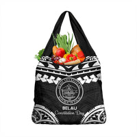 Palau Constitution Day Grocery Bag Belau Seal With Polynesian Pattern - Black LT14 1-pack One Size Black - Polynesian Pride