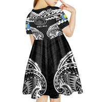 Palau Constitution Day Kid Short Sleeve Dress Belau Seal With Polynesian Pattern - Black LT14 - Polynesian Pride