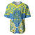 Palau Constitution Day Baseball Jersey Belau Seal With Frangipani Polynesian Pattern - Blue