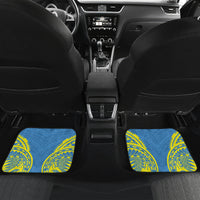Palau Constitution Day Car Mats Belau Seal With Frangipani Polynesian Pattern - Blue