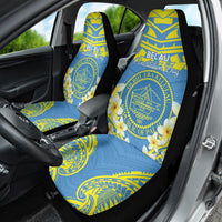 Palau Constitution Day Car Seat Cover Belau Seal With Frangipani Polynesian Pattern - Blue