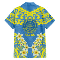 Palau Constitution Day Family Matching Puletasi and Hawaiian Shirt Belau Seal With Frangipani Polynesian Pattern - Blue LT14 - Polynesian Pride