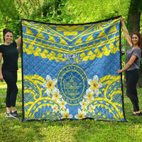 Palau Constitution Day Quilt Belau Seal With Frangipani Polynesian Pattern - Blue LT14 - Polynesian Pride