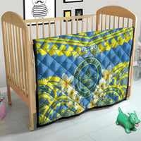 Palau Constitution Day Quilt Belau Seal With Frangipani Polynesian Pattern - Blue LT14 - Polynesian Pride
