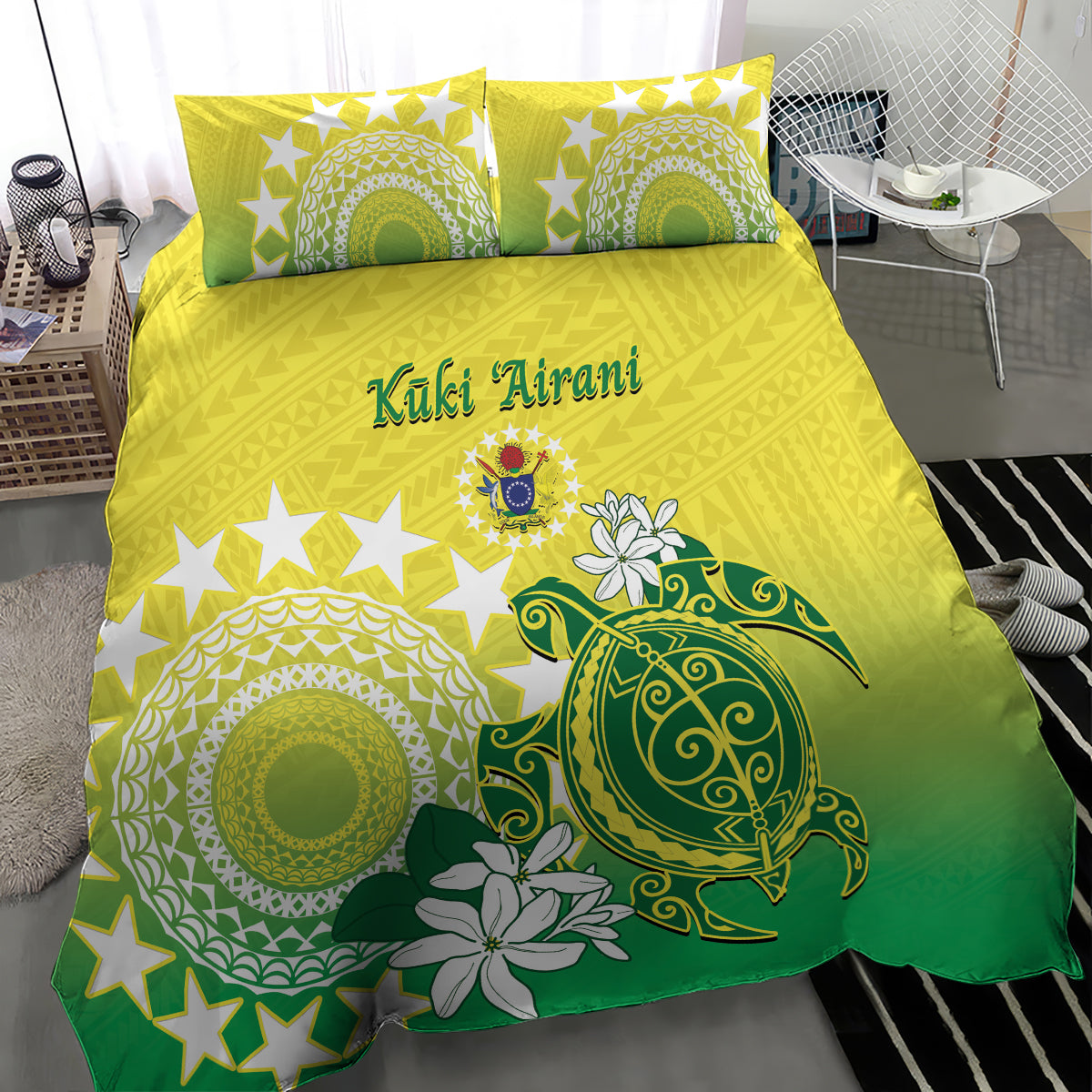 Cook Islands Independence Day Bedding Set Kuki Airani Tiare Maori Polynesian Pattern - Green LT14 - Polynesian Pride