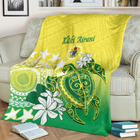 Cook Islands Independence Day Blanket Kuki Airani Tiare Maori Polynesian Pattern - Green