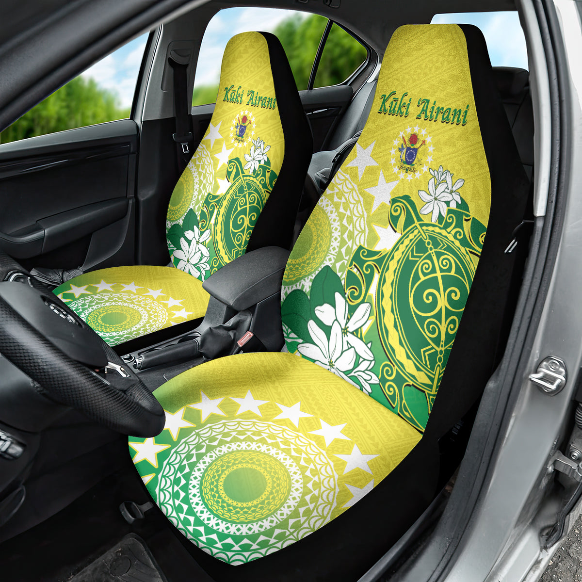 Cook Islands Independence Day Car Seat Cover Kuki Airani Tiare Maori Polynesian Pattern - Green LT14 - Polynesian Pride