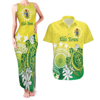 Cook Islands Independence Day Couples Matching Tank Maxi Dress and Hawaiian Shirt Kuki Airani Tiare Maori Polynesian Pattern - Green LT14 Green - Polynesian Pride