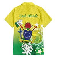 Cook Islands Independence Day Family Matching Off Shoulder Short Dress and Hawaiian Shirt Kuki Airani Tiare Maori Polynesian Pattern - Green