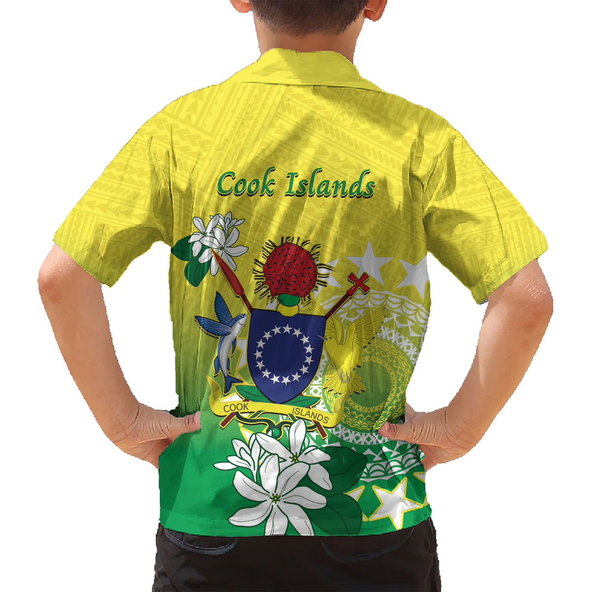 Cook Islands Independence Day Family Matching Short Sleeve Bodycon Dress and Hawaiian Shirt Kuki Airani Tiare Maori Polynesian Pattern - Green LT14 - Polynesian Pride