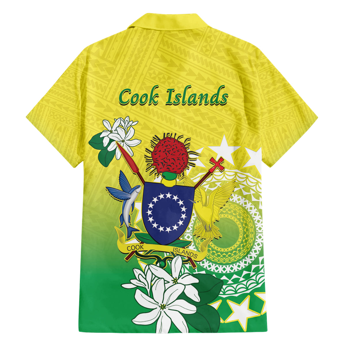 Cook Islands Independence Day Family Matching Short Sleeve Bodycon Dress and Hawaiian Shirt Kuki Airani Tiare Maori Polynesian Pattern - Green LT14 - Polynesian Pride