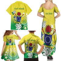 Cook Islands Independence Day Family Matching Summer Maxi Dress and Hawaiian Shirt Kuki Airani Tiare Maori Polynesian Pattern - Green LT14 - Polynesian Pride