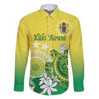 Cook Islands Independence Day Family Matching Tank Maxi Dress and Hawaiian Shirt Kuki Airani Tiare Maori Polynesian Pattern - Green LT14 Dad's Shirt - Long Sleeve Green - Polynesian Pride
