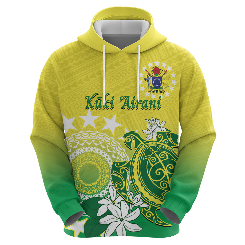 Cook Islands Independence Day Hoodie Kuki Airani Tiare Maori Polynesian Pattern - Green