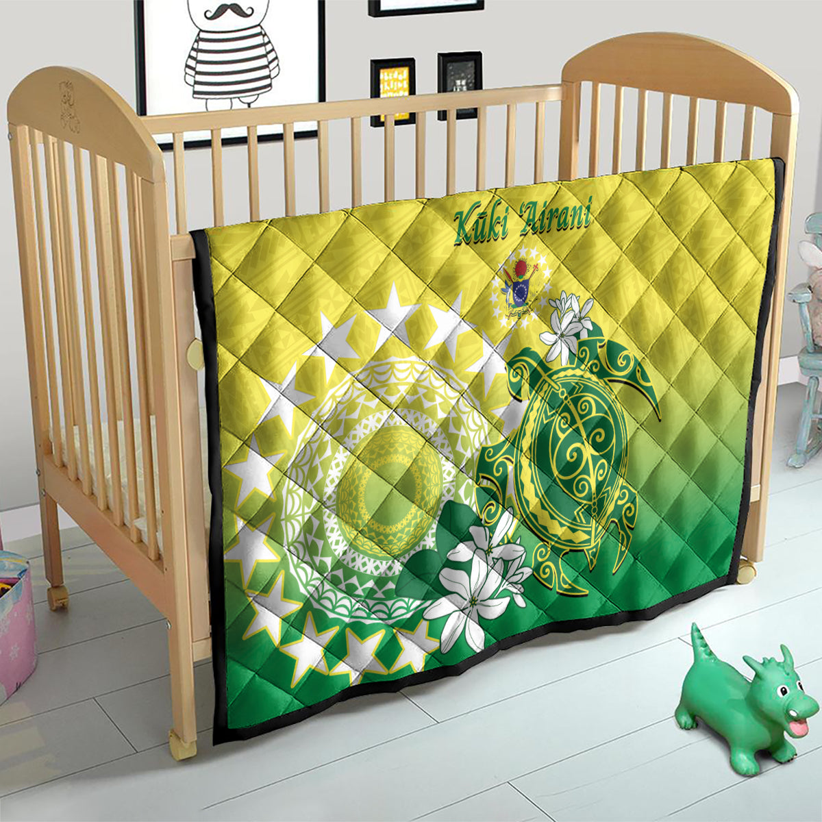 Cook Islands Independence Day Quilt Kuki Airani Tiare Maori Polynesian Pattern - Green LT14 - Polynesian Pride