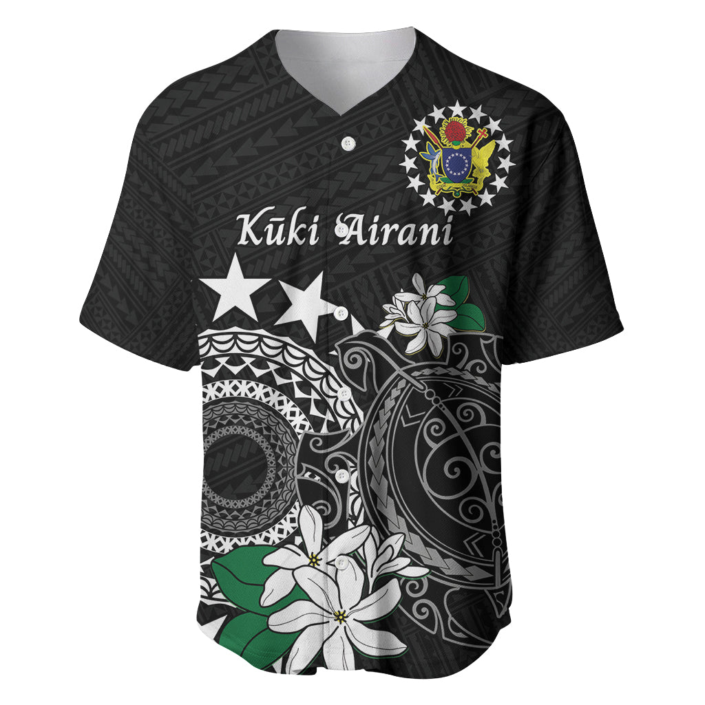 Cook Islands Independence Day Baseball Jersey Kuki Airani Tiare Maori Polynesian Pattern - Black LT14 Black - Polynesian Pride