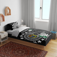 Cook Islands Independence Day Bedding Set Kuki Airani Tiare Maori Polynesian Pattern - Black