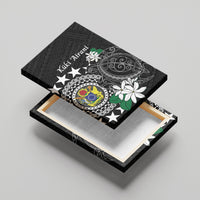 Cook Islands Independence Day Canvas Wall Art Kuki Airani Tiare Maori Polynesian Pattern - Black