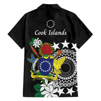 Cook Islands Independence Day Family Matching Off Shoulder Short Dress and Hawaiian Shirt Kuki Airani Tiare Maori Polynesian Pattern - Black