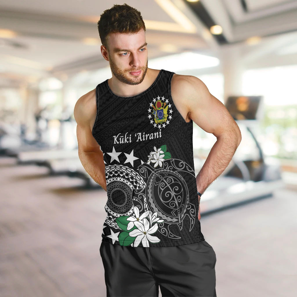 Cook Islands Independence Day Men Tank Top Kuki Airani Tiare Maori Polynesian Pattern - Black