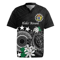 Cook Islands Independence Day Rugby Jersey Kuki Airani Tiare Maori Polynesian Pattern - Black
