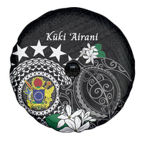 Cook Islands Independence Day Spare Tire Cover Kuki Airani Tiare Maori Polynesian Pattern - Black