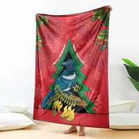 New Zealand Christmas In July Blanket Kowhai Tui Bird With Pohutukawa - Red