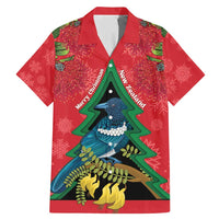 New Zealand Christmas In July Family Matching Mermaid Dress and Hawaiian Shirt Kowhai Tui Bird With Pohutukawa - Red