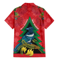 New Zealand Christmas In July Family Matching Mermaid Dress and Hawaiian Shirt Kowhai Tui Bird With Pohutukawa - Red