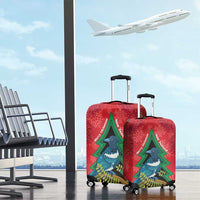 New Zealand Christmas In July Luggage Cover Kowhai Tui Bird With Pohutukawa - Red