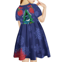 New Zealand Christmas In July Kid Short Sleeve Dress Kowhai Tui Bird With Pohutukawa - Blue