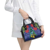 New Zealand Christmas In July Shoulder Handbag Kowhai Tui Bird With Pohutukawa - Blue LT14 - Polynesian Pride