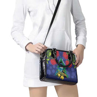 New Zealand Christmas In July Shoulder Handbag Kowhai Tui Bird With Pohutukawa - Blue LT14 - Polynesian Pride