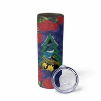 New Zealand Christmas In July Skinny Tumbler Kowhai Tui Bird With Pohutukawa - Blue LT14 - Polynesian Pride