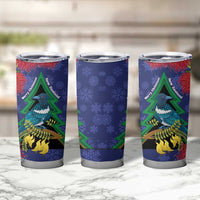 New Zealand Christmas In July Tumbler Cup Kowhai Tui Bird With Pohutukawa - Blue